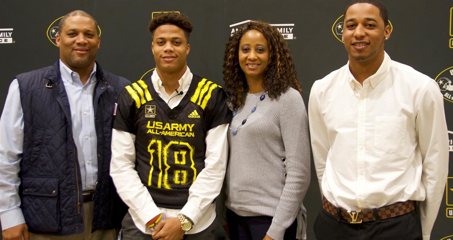 Jordyn Adams and family after his selection to the U.S. Army All-American Bowl. 